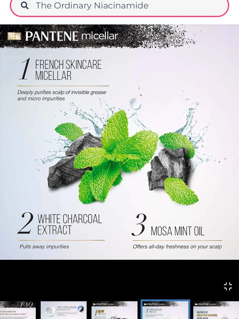 Pantene • Micellar Detox & Scalp Cleanse Shampoo  • White Charcoal (Thailand)